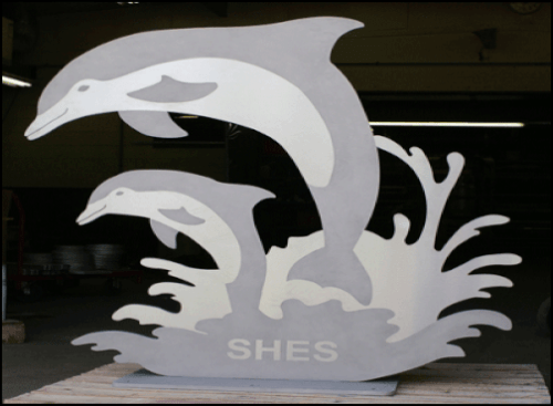 waterjet cutting for dolphin signage